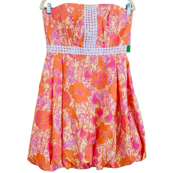 Lilly Pulitzer NWT #84466 Colorful Floral Strapless Regency Bubble Dress Size 6